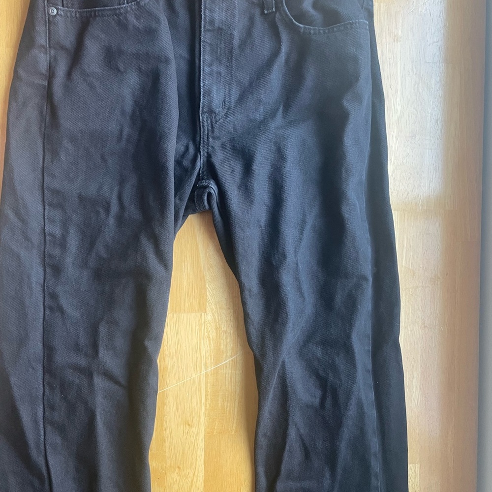 George Men's Dark Black Straight Jeans